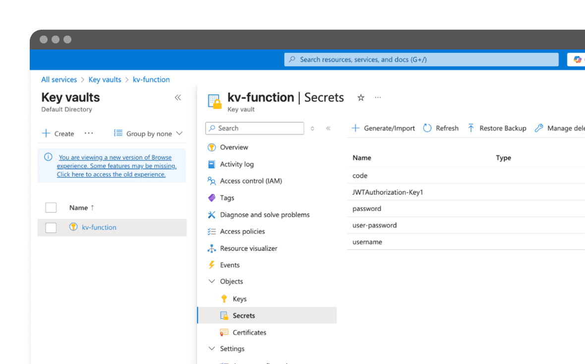 Azure mockup