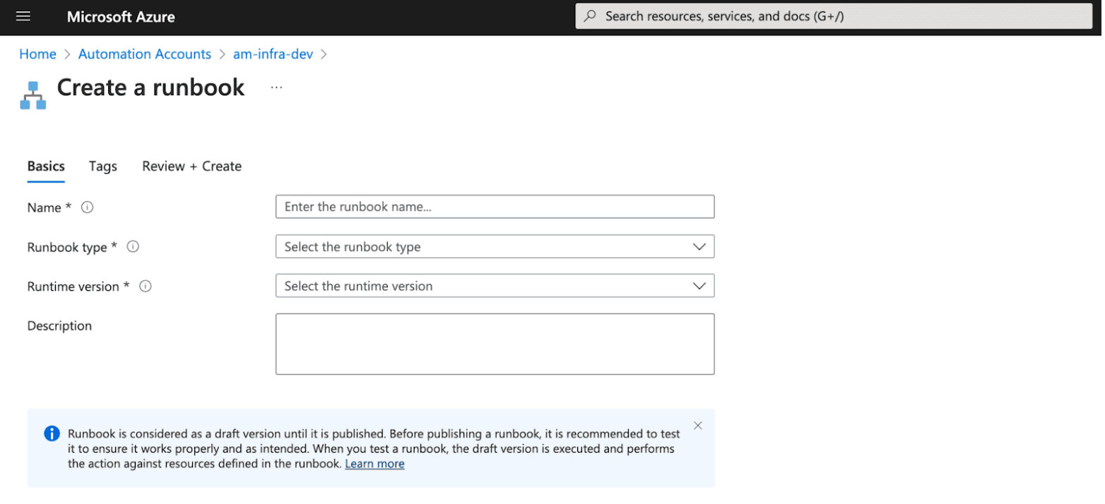 Create a runbook